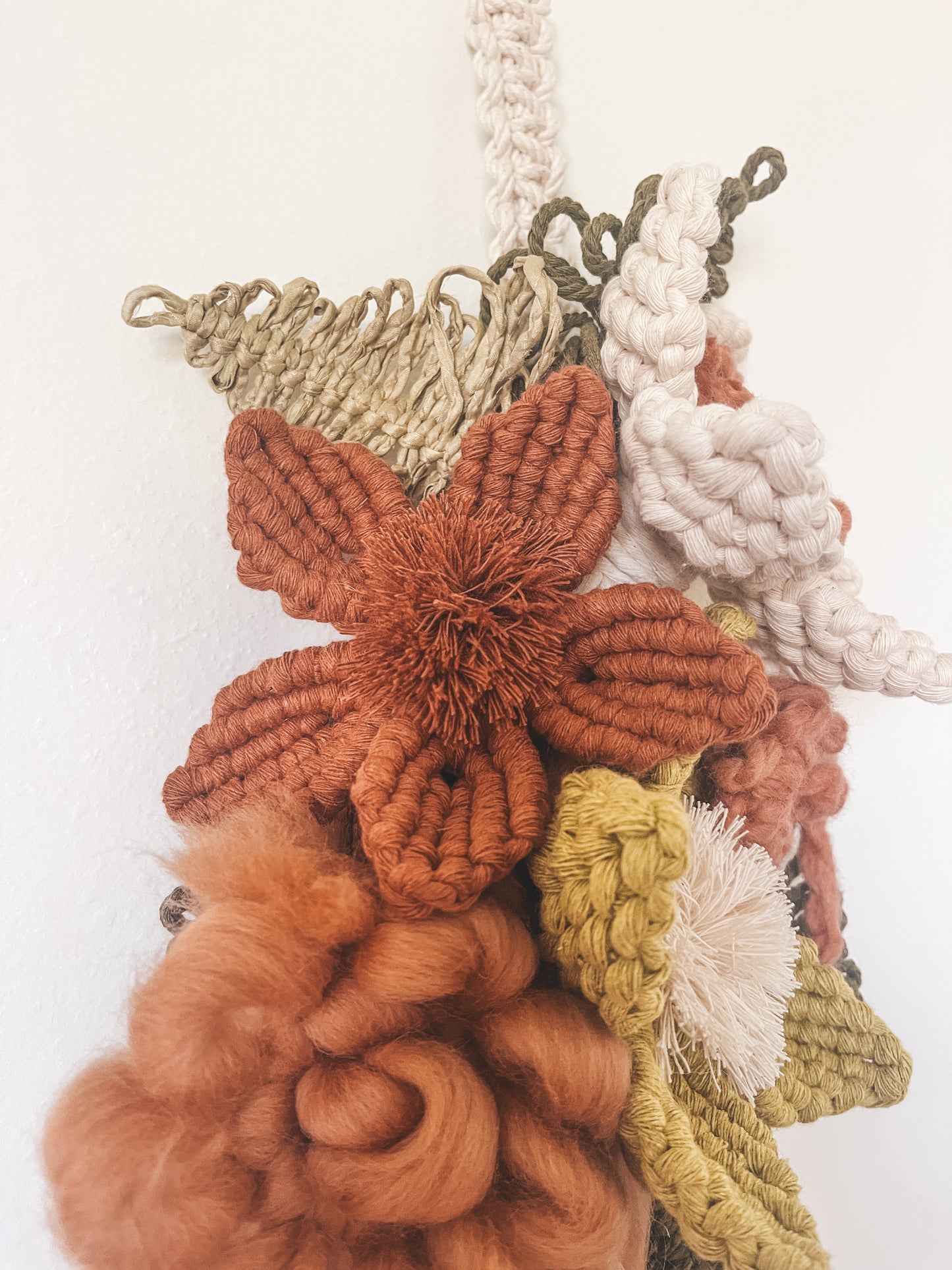 Canyon, Chartreuse, + natural floral wall hanging