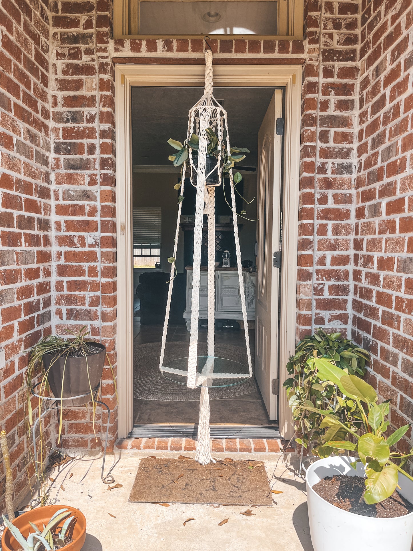 70’s style macrame hanging table