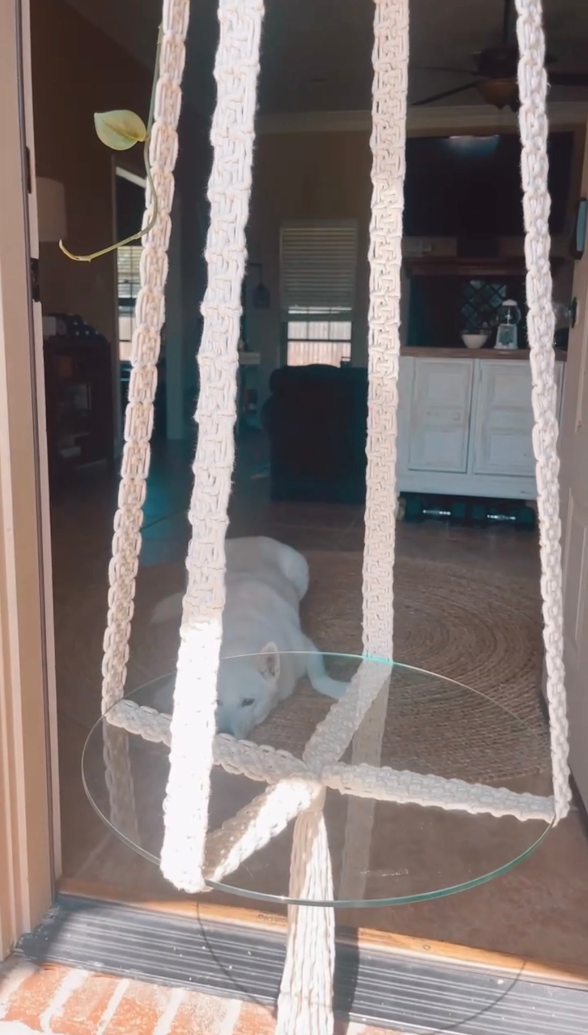 70’s style macrame hanging table