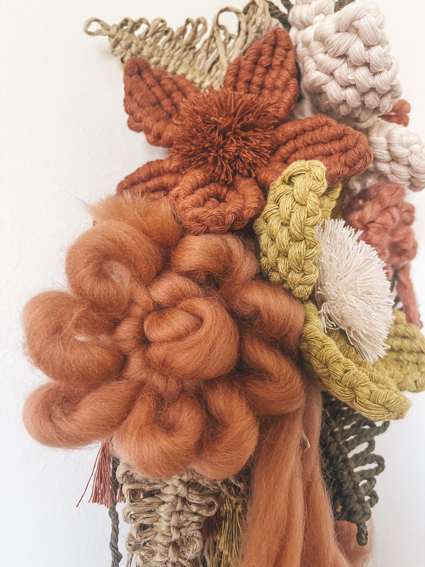 Canyon, Chartreuse, + natural floral wall hanging