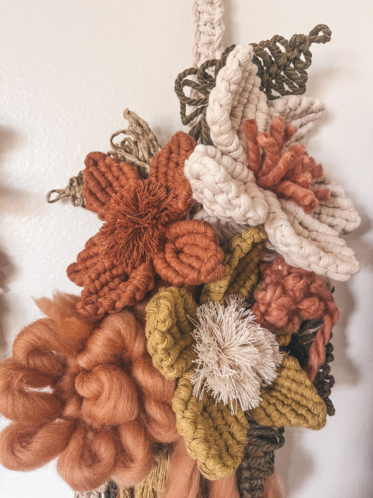 Canyon, Chartreuse, + natural floral wall hanging