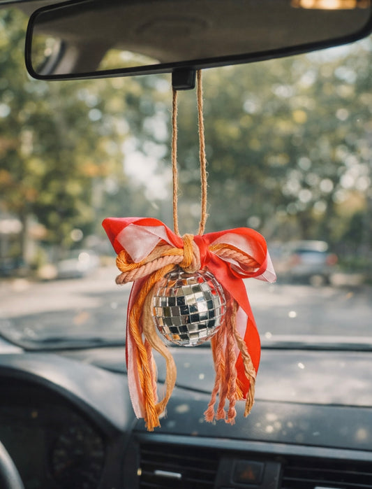 Valentine’s Day disco bow car charms