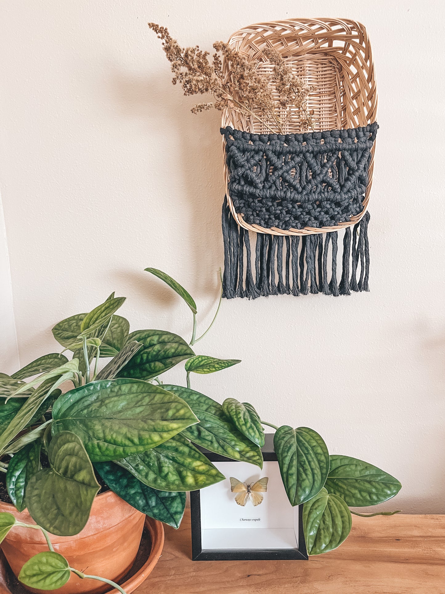 Rectangular black basket wall hanging