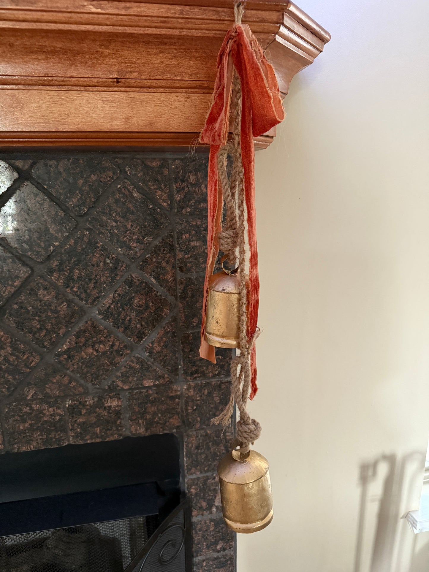 Gold bells mantle decor