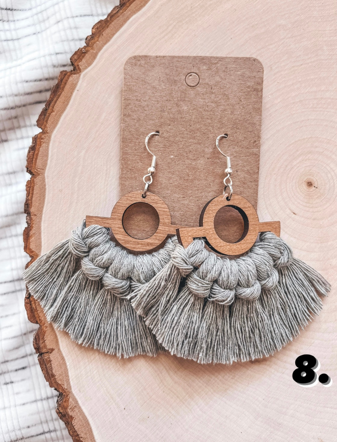 Wood deals macrame earrings